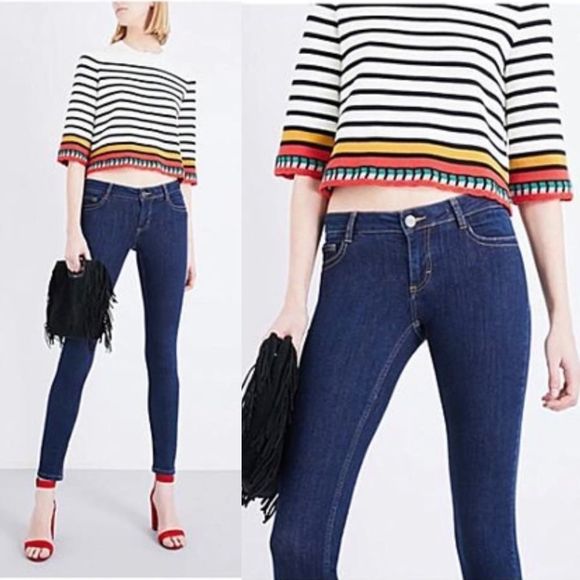 Maje Denim - MAJE Jawn Skinny Low-rise Jeans In Denim Blue Size 36 (26) US 4